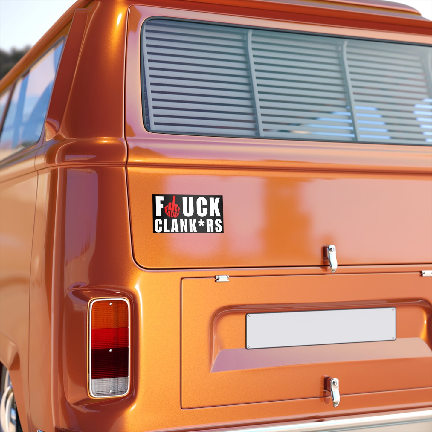 F CLANK*RS Bumper Sticker – Funny Anti-Robot Parody Car Decal - 7.5" × 3.75"