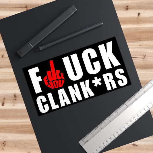 F CLANK*RS Bumper Sticker – Funny Anti-Robot Parody Car Decal - 7.5" × 3.75"